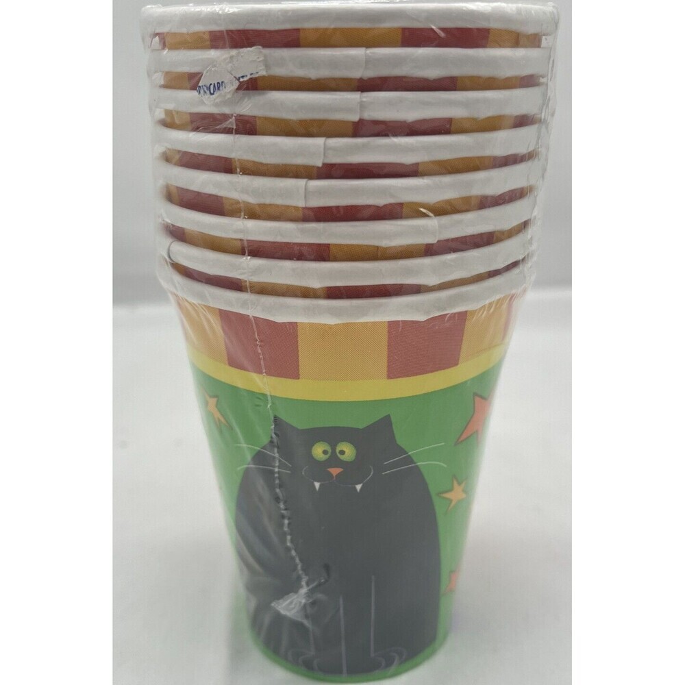 Vintage Halloween Smiling Pumpkins Party Deco Cups 8-9oz 1990 New